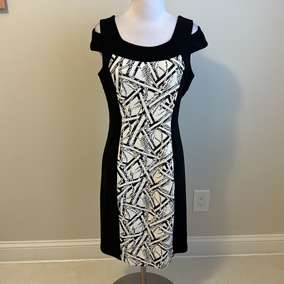 Joseph Ribkoff Shoulder Cut Out Abstract Dress - Picture 2 of 7